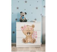 Commode Enfant avec Tiroirs Ourson Fleurs Blanche - Babydreams