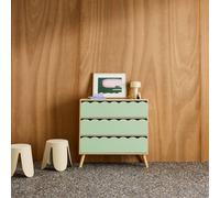 sweeek - Commode Enfant décor Bois Vert 3 tiroirs. Pieds Bois de pin - 80 x 30 x 79 cm - Azur