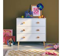 Commode enfant décor bois 3 tiroirs poignées nuage NEPHOS