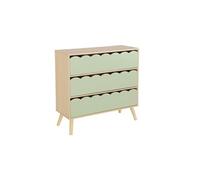 sweeek - Commode Enfant décor Bois Vert 3 tiroirs. Pieds Bois de pin - 80 x 30 x 79 cm - Azur