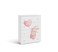 Commode enfant emily bunny - blanc, thème lapin