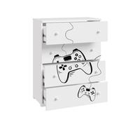 Commode enfant emily game - blanc, thème jeu