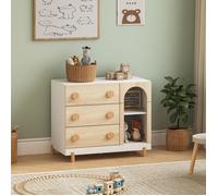 Commode enfant Vaarentaa 79 x 41 x 66 cm blanc effet chêne