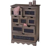 Commode Ermelo, armoire à tiroirs avec tableau noir, look shabby vintage certifié MVG 87x60x30cm ~ brun