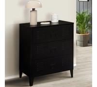 Commode Ester 60 Cm 3 Tiroirs Métal Noir Design Industriel Noir