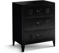 IDMarket – Commode Ester 60 cm, 3 tiroirs, métal noir, design industriel