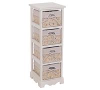 Commode / étagère 4 paniers, 25x28x74cm, shabby, vintage, blanc