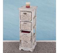 Commode / étagère 4 paniers, 25x28x74cm, shabby, vintage, blanc