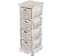 Commode / étagère 4 paniers, 25x28x74cm, shabby, vintage, blanc Blanc G
