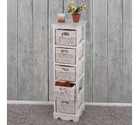 Commode / étagère 5 paniers, 25x28x90cm, shabby, vintage blanc