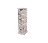 Commode / étagère 5 paniers, 25x28x90cm, shabby, vintage, blanc Blanc G