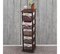 Commode / étagère 5 paniers, 25x28x90cm, shabby, vintage marron