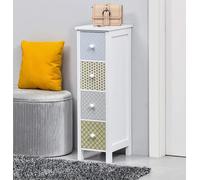 Commode étroite de style shabby chic blanc - Armoire latérale fine pour couloir, salle de bain et chambre à coucher - Meuble d'apothicaire et petit buffet