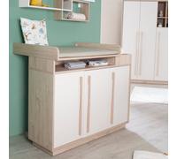Commode À Langer Évolutive Roba - Elva - 3 Portes À Fermeture Douce 5 Niches - Cachemire - Effet Noyer Multicolore
