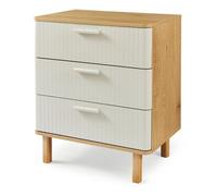 [en.casa] Commode avec 3 Tiroirs Meuble de Rangement avec Poignées Pratiques Moderne Stable Chambre Salon Entrée MDF Bois de Pin 70 x 60 x 40 cm Effet Chêne Couleur Sable