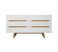 Commode scandinave finition blanc brillant laqué 6 tiroirs L160 cm MELKA