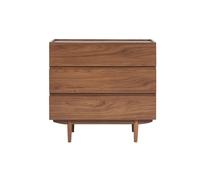 Commode finition bois foncé noyer 3 tiroirs L80 cm SANAA