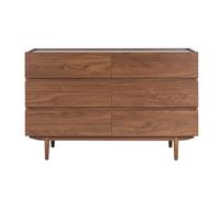 Commode finition bois foncé noyer 6 tiroirs L120 cm SANAA