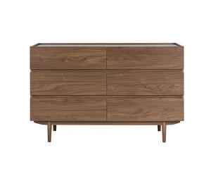 Commode finition bois foncé noyer 6 tiroirs L120 cm SANAA