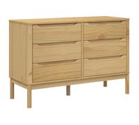 Commode FLORO cire - vidaXL - bois de pin massif - marron - sur pieds - avec 6 tiroirs - pour salon - 111 x 43 x 73 5 cm 940xbg46a