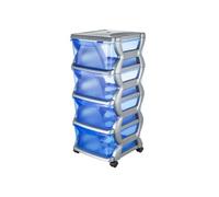 Commode fonctionnelle - 4 tiroirs - L 40 x l 36 x H 80 cm - Bleu