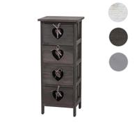 Commode Forli armoire 4 tiroirs avec cœurs 70x29x25cm vintage gris-brun