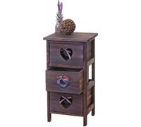 Commode Forli, armoire à tiroirs, 3 tiroirs avec cœurs 55x29x25cm, look shabby, vintage ~ brun