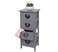 Commode Forli, armoire à tiroirs, 4 tiroirs avec curs 70x29x25cm, look shabby, vintage gris-bleu