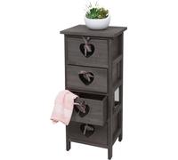 Commode Forli, armoire à tiroirs, 4 tiroirs avec cœurs 70x29x25cm, look shabby, vintage ~ gris-brun