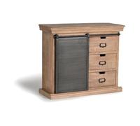Commode - Giner y Colomer - Industriel - Bois de manguier - 3 tiroirs - Porte coulissante