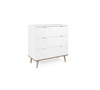 Commode Göteborg - 3 tiroirs - Décor chene sonoma Blanc - Scandinave - L 79,8 x P 40 x H 86,5 cm