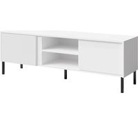 Commode Grand meuble RTV moderne et élégant blanc Mia 06 avec protection des bords en ABS L:150/H:50/P:41 cm , Meuble en panneaux MDF