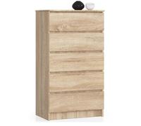 Commode haute 5 tiroirs - Dimensions 60x40x121 cm - Commode de chambre - Sonoma - Meuble de rangement