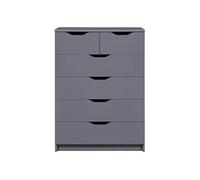 JENNY - Commode Haute 6 Tiroirs Coloris Anthracite -