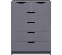 JENNY - Commode Haute 6 Tiroirs Coloris Anthracite -