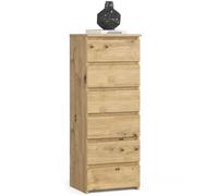 Commode à 6 tiroirs, pour chambre à coucher, couloir, salon, organiseur - Commode avec tiroirs - 40 cm de large et 109 cm de haut - Bois de chêne artisanal - Buffet multi-usages - Armoire étroite