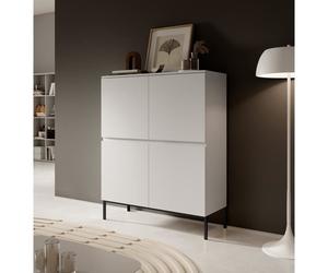 Commode haute - BEMMI - 100 cm - blanc avec pieds noirs