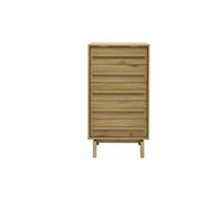 Commode haute finition bois chêne 5 tiroirs L60 cm YSEULT