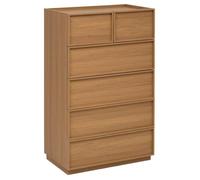 5five Commode haute Framy 6 tiroirs poignées invisibles effet bois foncé 80 cm