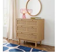 Commode HELENA effet chêne et cannage rotin 3 tiroirs - Bois