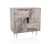 hjh LIVING Commode LYKKJA avec tiroirs et portes, 72x39,5x77 cm, Blanc/marbre
