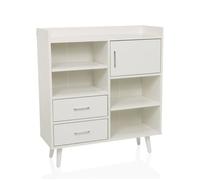 hjh Living Commode moderne MYRDAL 80×30×90 cm avec compartiments ouverts et fermés Blanc
