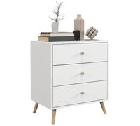 HOMCOM - Commode 3 tiroirs - Bois - 60x40x68cm - Blanc