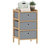 Commode HOMCOM, 3 tiroirs en tissu avec cadre en bambou, meuble de rangement étroit pour petits espaces, chambre à coucher, salon, couloir, gris clair