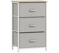 HOMCOM Commode 3 tiroirs en Tissu, chiffonnier, Meuble de Rangement Moderne, Cadre en Acier et Patins réglables, Commode Chambre, Salon, entrée, 45 x 30 x 71 cm, Gris