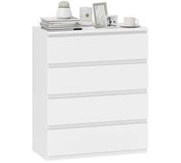 Commode - HOMCOM - 4 tiroirs - avec mécanisme de fermeture en douceur - panneau de particules - 80 x 39 x 95 cm - blanc