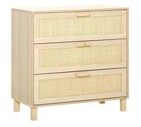 HomCom – Commode 4 tiroirs cannage en rotin – MDF 80×40×80 cm bois clair