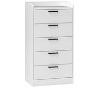 Commode - HOMCOM - 5 tiroirs - avec glissières et poignées - style moderne - anti-basculement - pour chambre salon - blanc