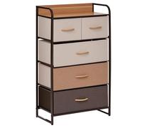 HomCom Commode 5 tiroirs pliables en tissu 58 x 29 x 99 cm Multicolore