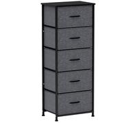 Commode - HOMCOM - 5 tiroirs pliants en tissu non tissé - structure acier noir - 45 x 30 x 116 cm - gris foncé